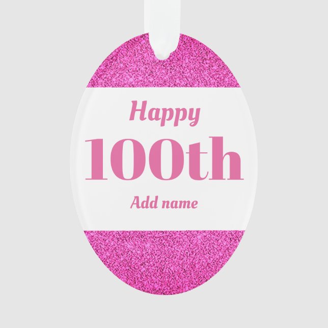 Pretty personalised birthday gift ornament 100th (Front)