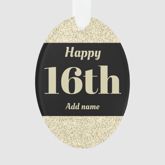 Pretty personalised birthday gift ornament 16th (Front)