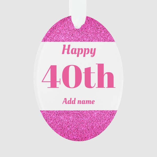 Pretty personalised birthday gift ornament 40th (Front)