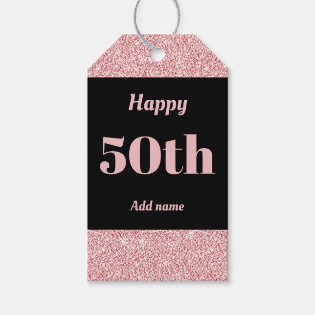 pretty personalised birthday gift tags 50th (Front)
