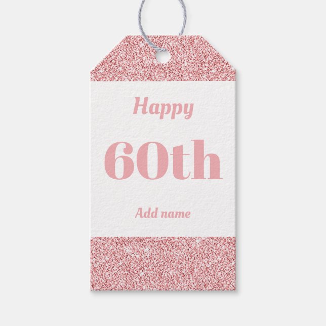 pretty personalised birthday gift tags 60th (Front)