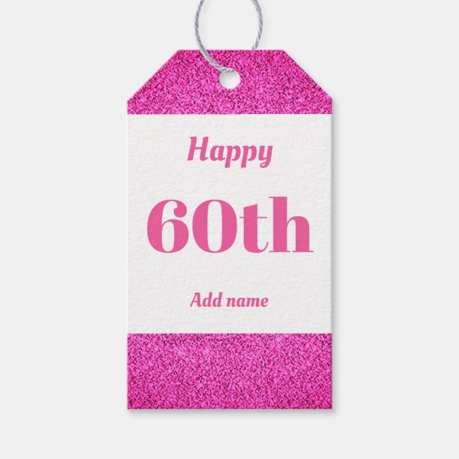 pretty personalised birthday gift tags 60th (Front)
