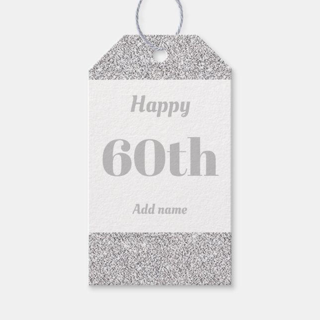 pretty personalised birthday gift tags 60th (Front)