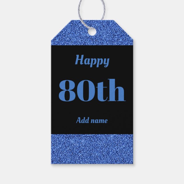 pretty personalised birthday gift tags 80th (Front)