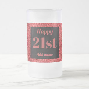Pretty personalised birthday glass mug gift 21st