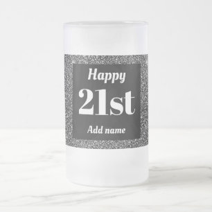 Pretty personalised birthday glass mug gift 21st