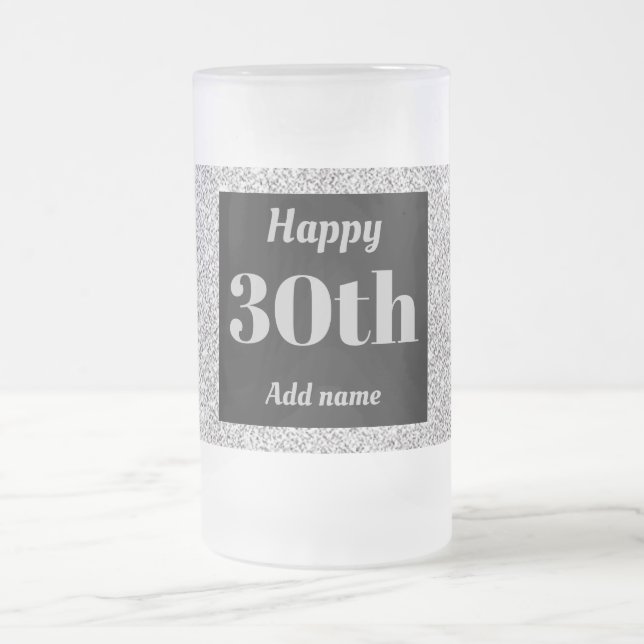 Pretty personalised birthday glass mug gift 30th (Center)