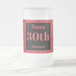 Pretty personalised birthday glass mug gift 30th