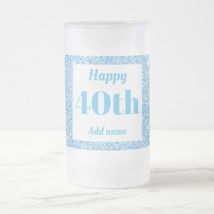 Pretty personalised birthday glass mug gift 40th