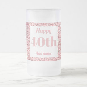 Pretty personalised birthday glass mug gift 40th
