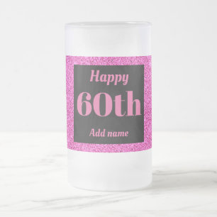 Pretty personalised birthday glass mug gift 60th