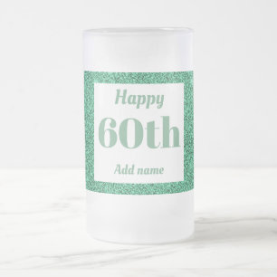Pretty personalised birthday glass mug gift 60th