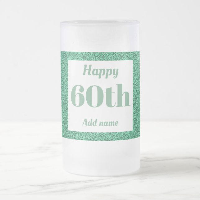 Pretty personalised birthday glass mug gift 60th (Center)