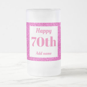 Pretty personalised birthday glass mug gift 70th