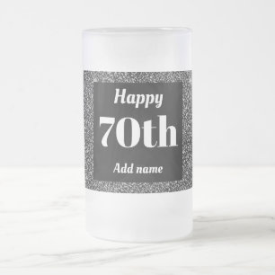 Pretty personalised birthday glass mug gift 70th