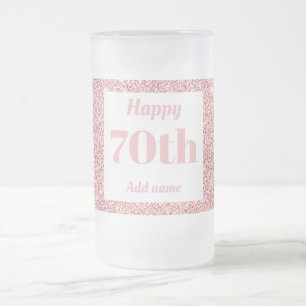 Pretty personalised birthday glass mug gift 70th