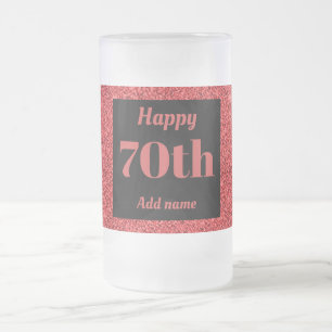 Pretty personalised birthday glass mug gift 70th