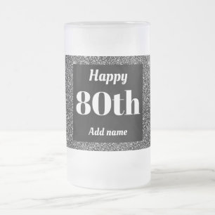 Pretty personalised birthday glass mug gift 80th