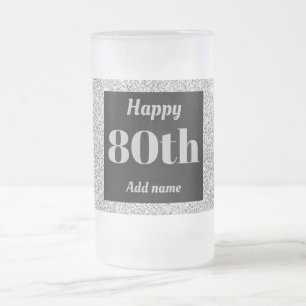 Pretty personalised birthday glass mug gift 80th