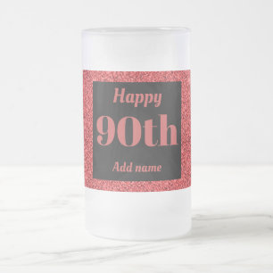 Pretty personalised birthday glass mug gift 90th