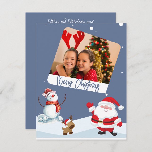 Pretty Personalised Christmas Photo Card (Front/Back)