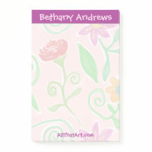 Pretty Personalised Floral Notepad Post-it Notes