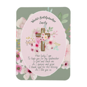 Pretty Personalised GODMOTHER Poem Pink Floral  Magnet