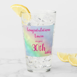 Pretty personalised Happy 30th Birthday Glass