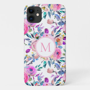 Pretty Personalised Monogrammed Floral iPhone 11 Case