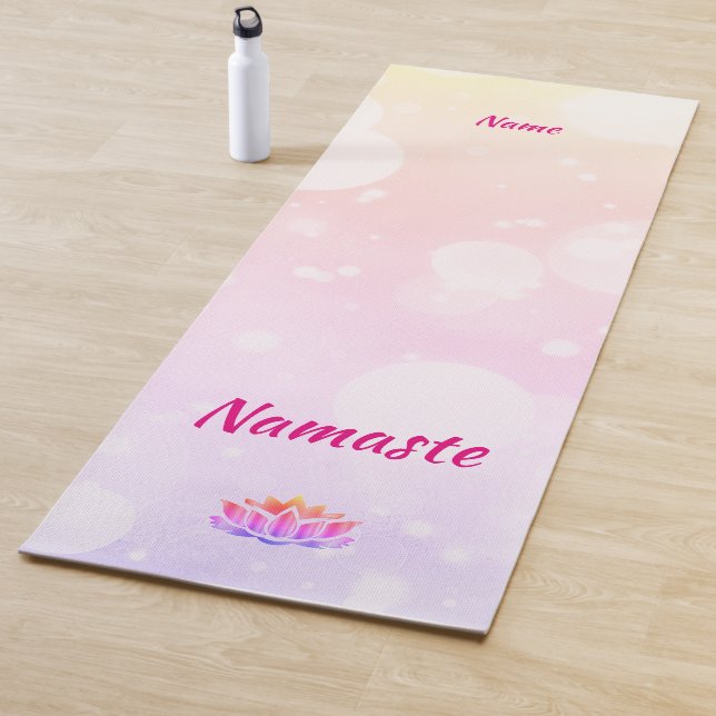 Pretty personalised Namaste Lotus design Yoga Mat (In Situ)