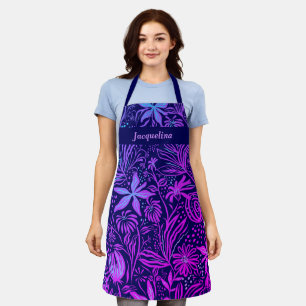 Pretty Personalised Navy Hot Pink Floral Apron