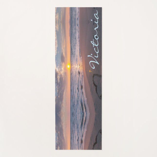 Pretty Personalised Ocean Sunset Name Yoga Mat (Front)