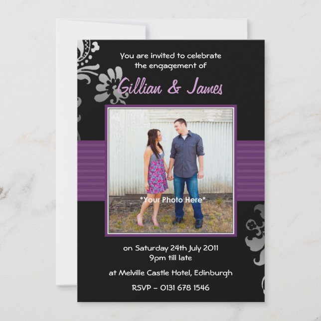 Pretty Personalised Photo Engagement Party Invitation (Front)