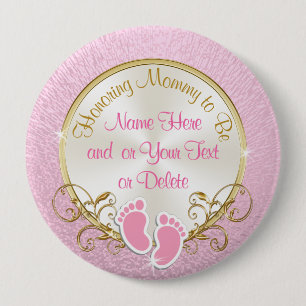 Pretty Personalised Pink and Gold Mummy to Be Pin