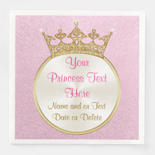 Pretty Personalised Pink and Gold Princess Napkins
