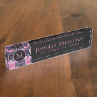 Pretty Personalised Pink Black Floral Monogram