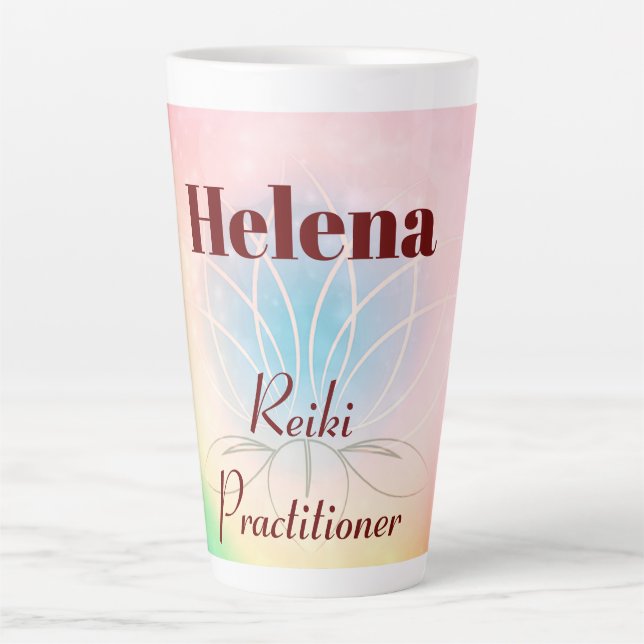 Pretty personalised Reiki Practitioner design Latte Mug (Front)
