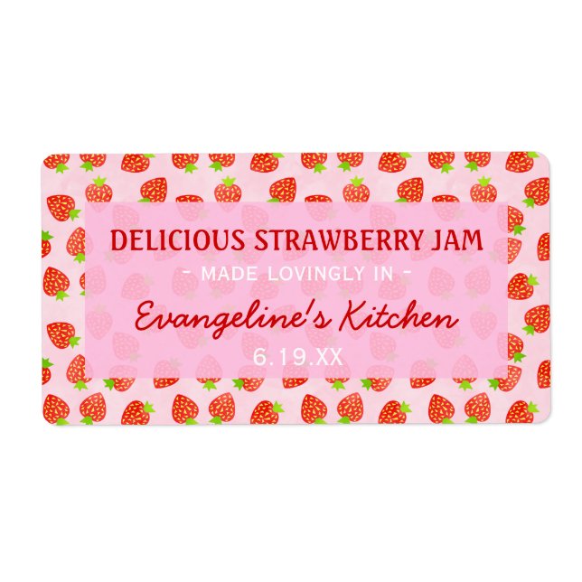 Pretty Personalised Strawberry Jam Jar (Front)