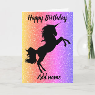 Pretty personalised unicorn birthday card