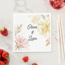 Pretty personalised wedding napkins