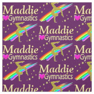 PRETTY PERSONALIZE I LOVE GYMNASTICS PURPLE FABRIC
