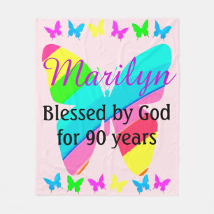 PRETTY PERSONALIZED 90TH BIRTHDAY CUSTOM BLANKET