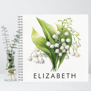 Pretty Personalized Birth Month Flower Custom Name Notebook