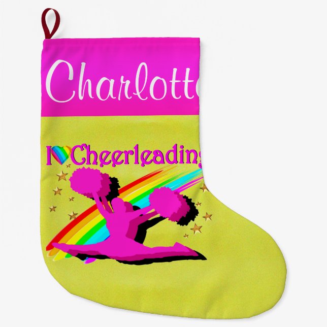 PRETTY PERSONALIZED CHEERLEADER CHRISTMAS STOCKING (Front)