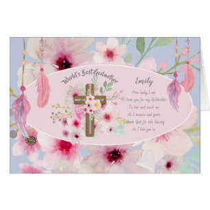 Pretty Personalized GODMOTHER Poem Pink Floral 