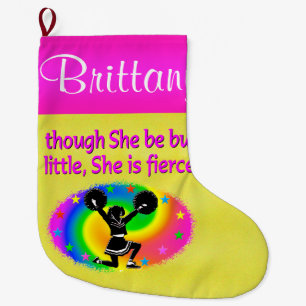 PRETTY PERSONALIZED HOLIDAY CHEERLEADING STOCKING