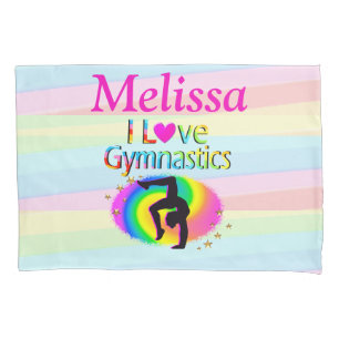 PRETTY PERSONALIZED I LOVE GYMNASTICS PILLOW CASE