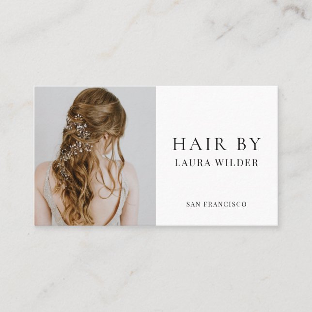 Pretty Photo Hair Stylist Business Card (Front)