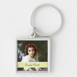 pretty photo keychain, light yellow key ring