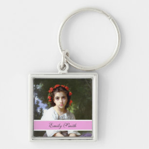 pretty photo keychain, lovely pink key ring